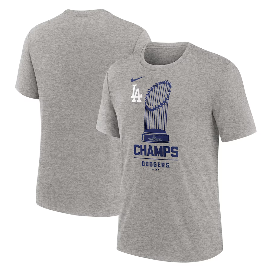 Men Los Angeles Dodgers 2024 MLB World Series Champions grey T shirts->mlb t-shirts->Sports Accessory
